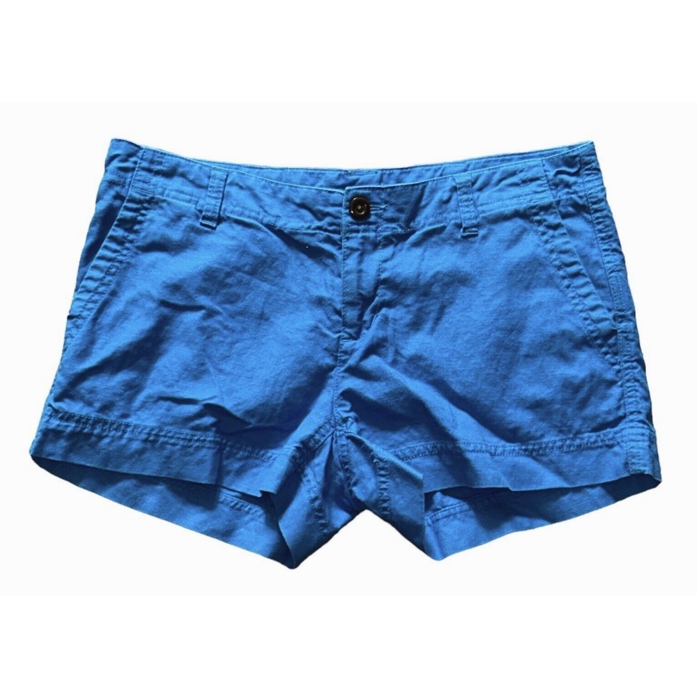 THE NORTH FACE Linen Blend Shorts TURQUOISE BLUE Low-Rise RELAXED FIT sz 8 L